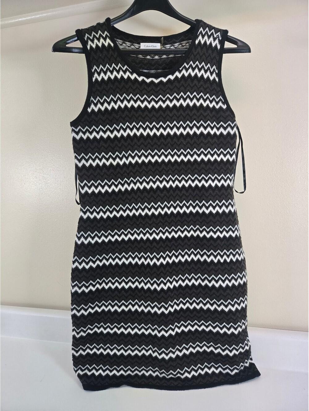 Calvin Klein Knit Black and White Dress womens large
